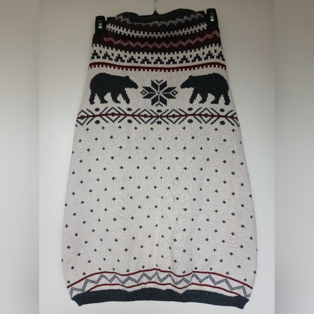 Lands' End Dog Sweater Size XL 100% Cotton Bears Family Holiday Knit
